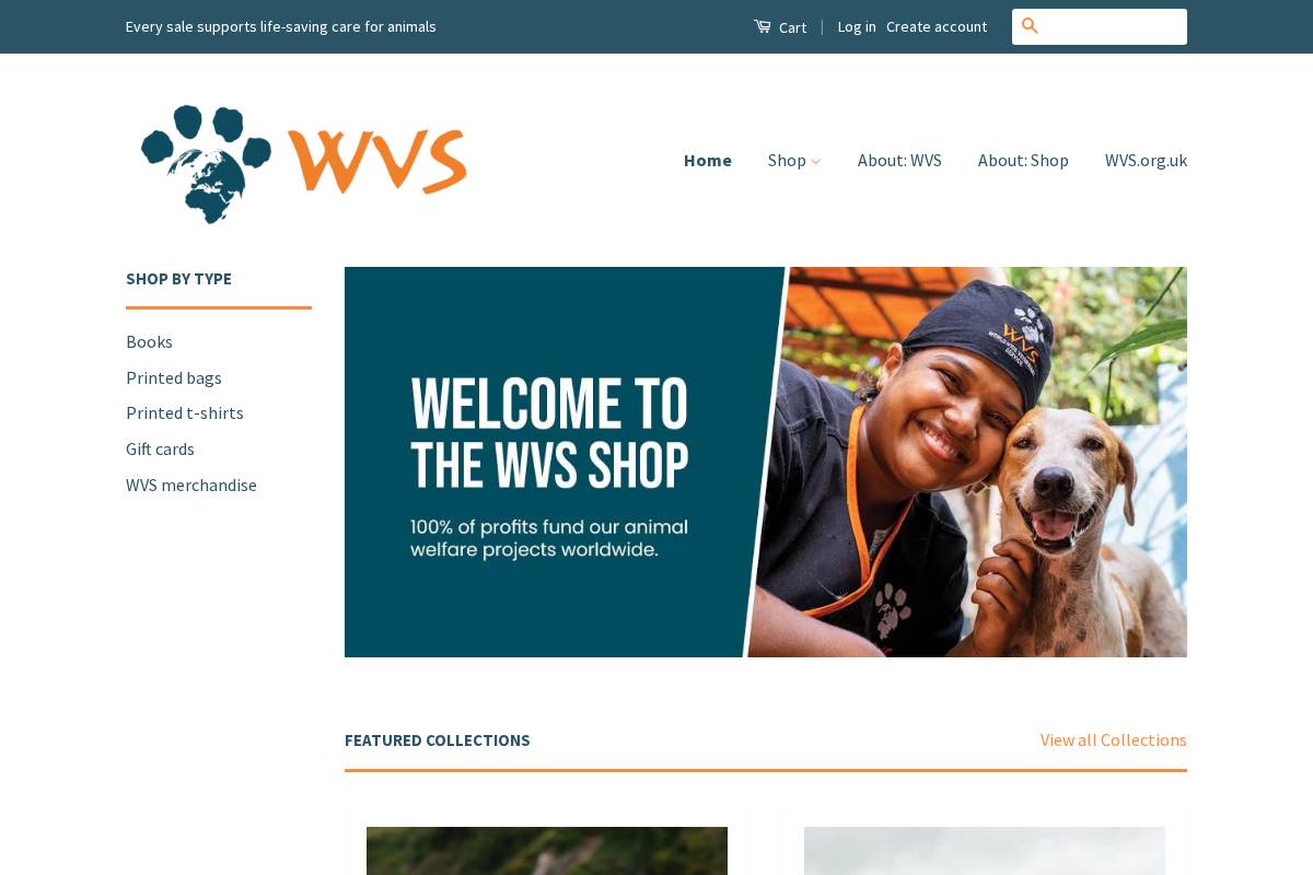 wvsshop.org.uk homepage screenshot