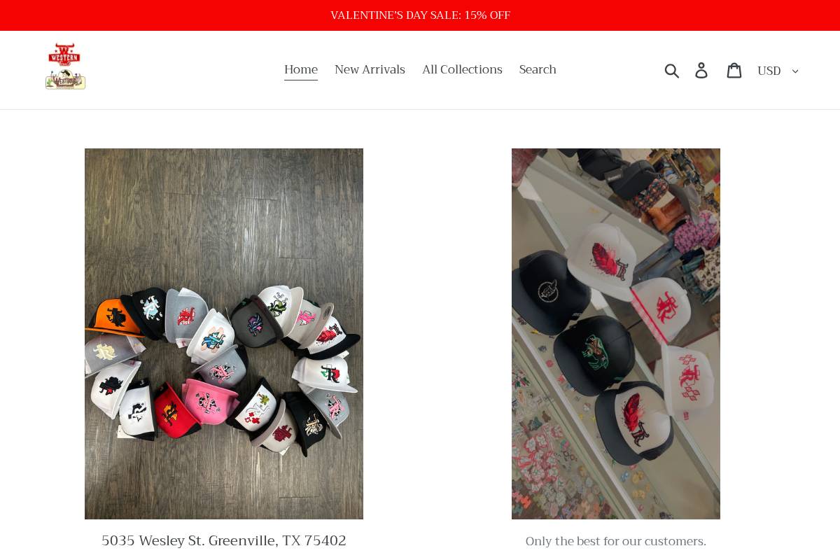 wwesterncaps.com homepage screenshot