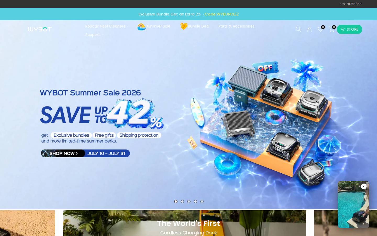 Wybotpool homepage screenshot