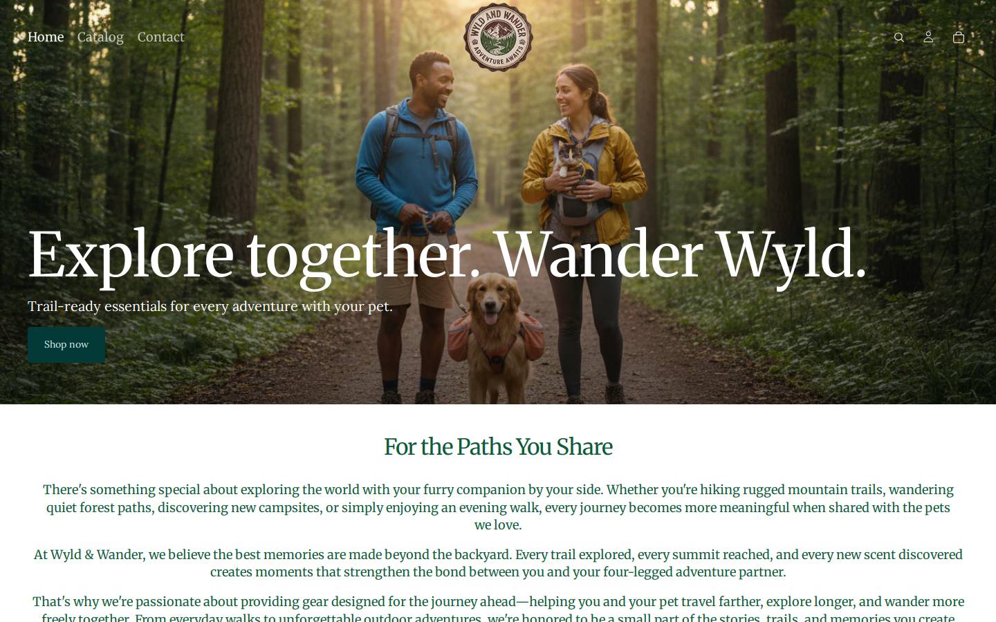 wyldandwander.com homepage screenshot