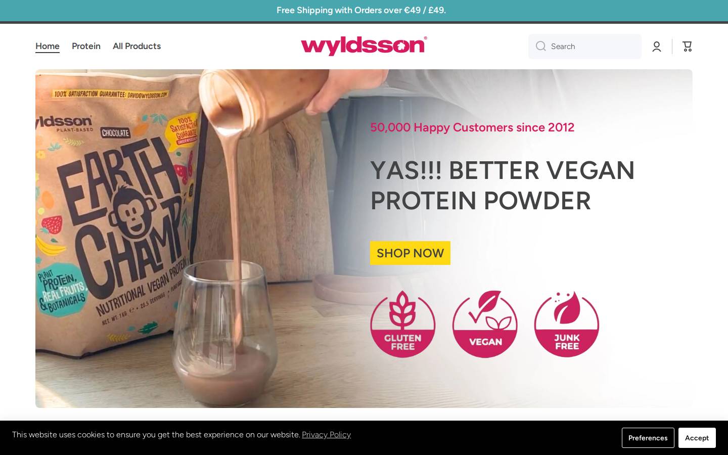 Wyldsson: Plant-Based, Vegan, Gluten-Free Foods homepage screenshot