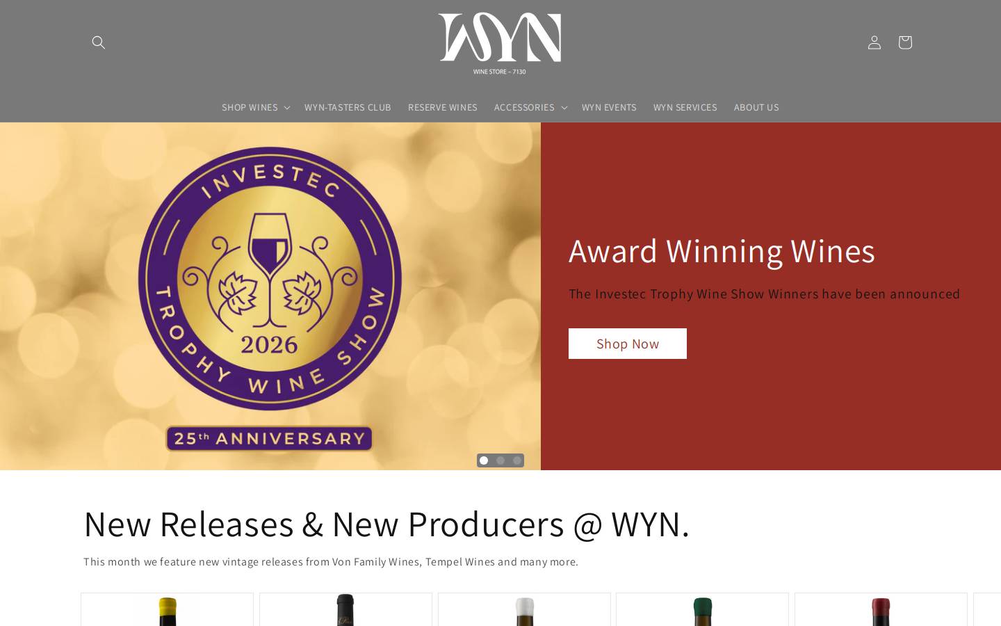 wynstore.co.za homepage screenshot