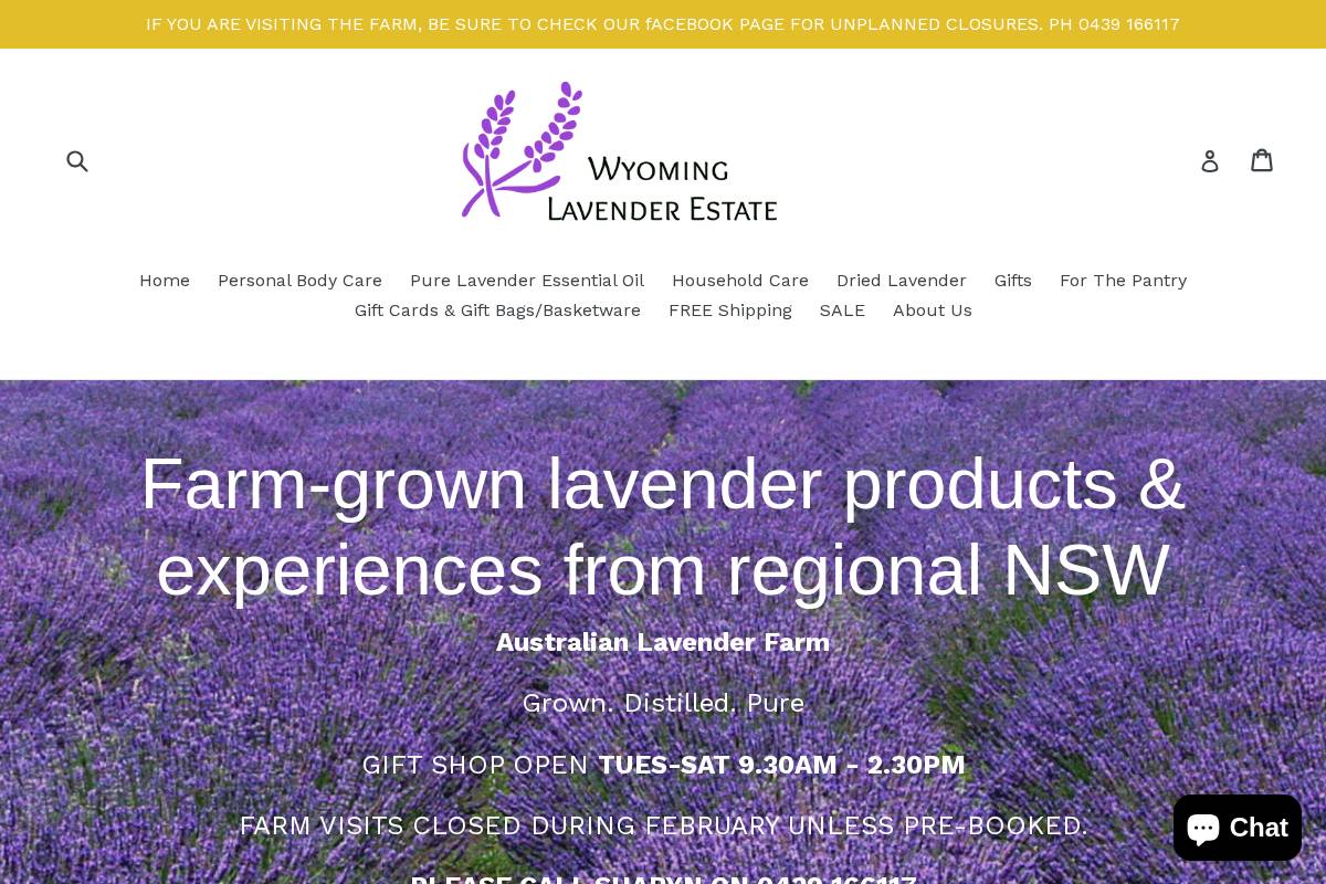 wyominglavenderestate.com homepage screenshot