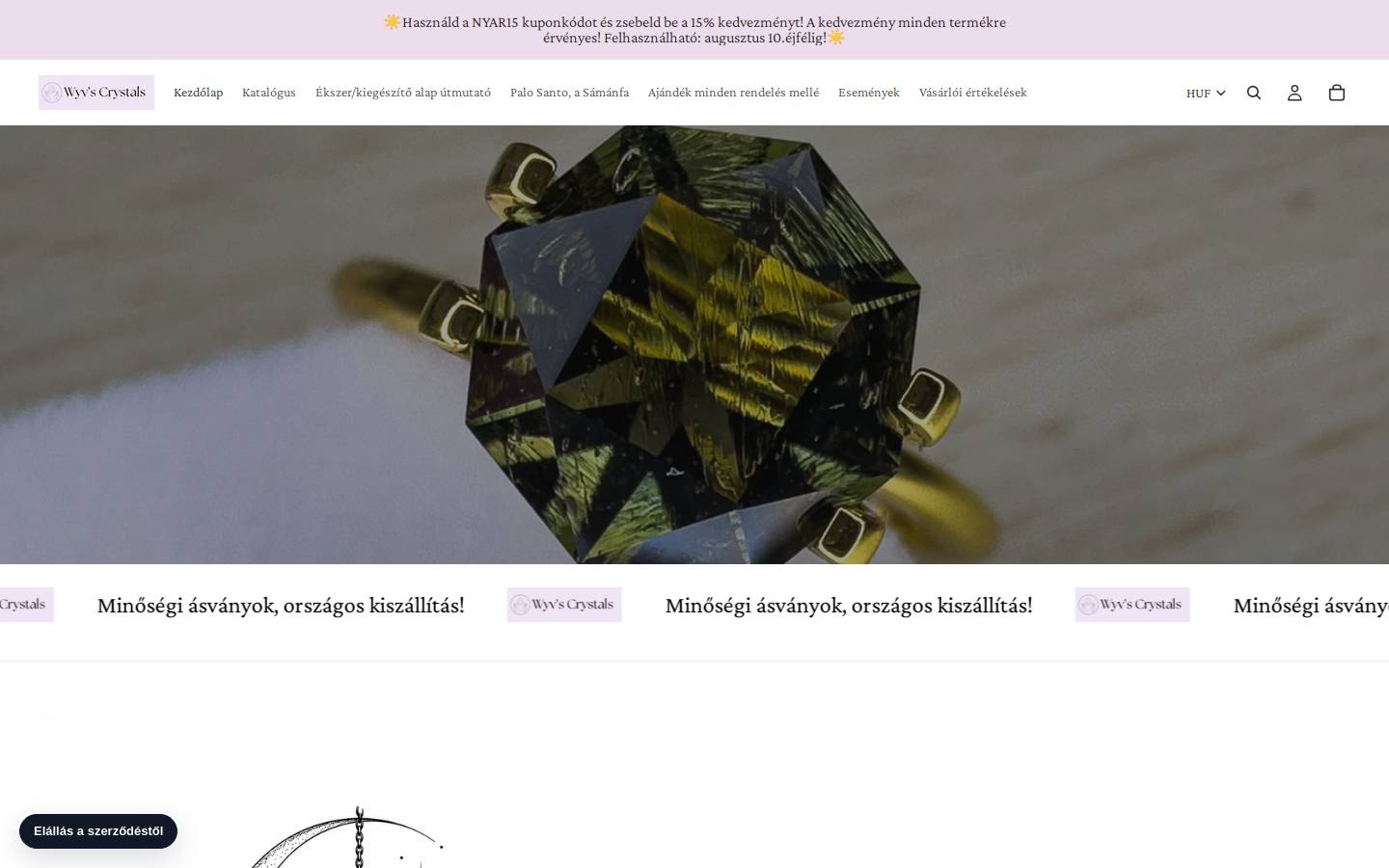 wyvscrystals.hu homepage screenshot