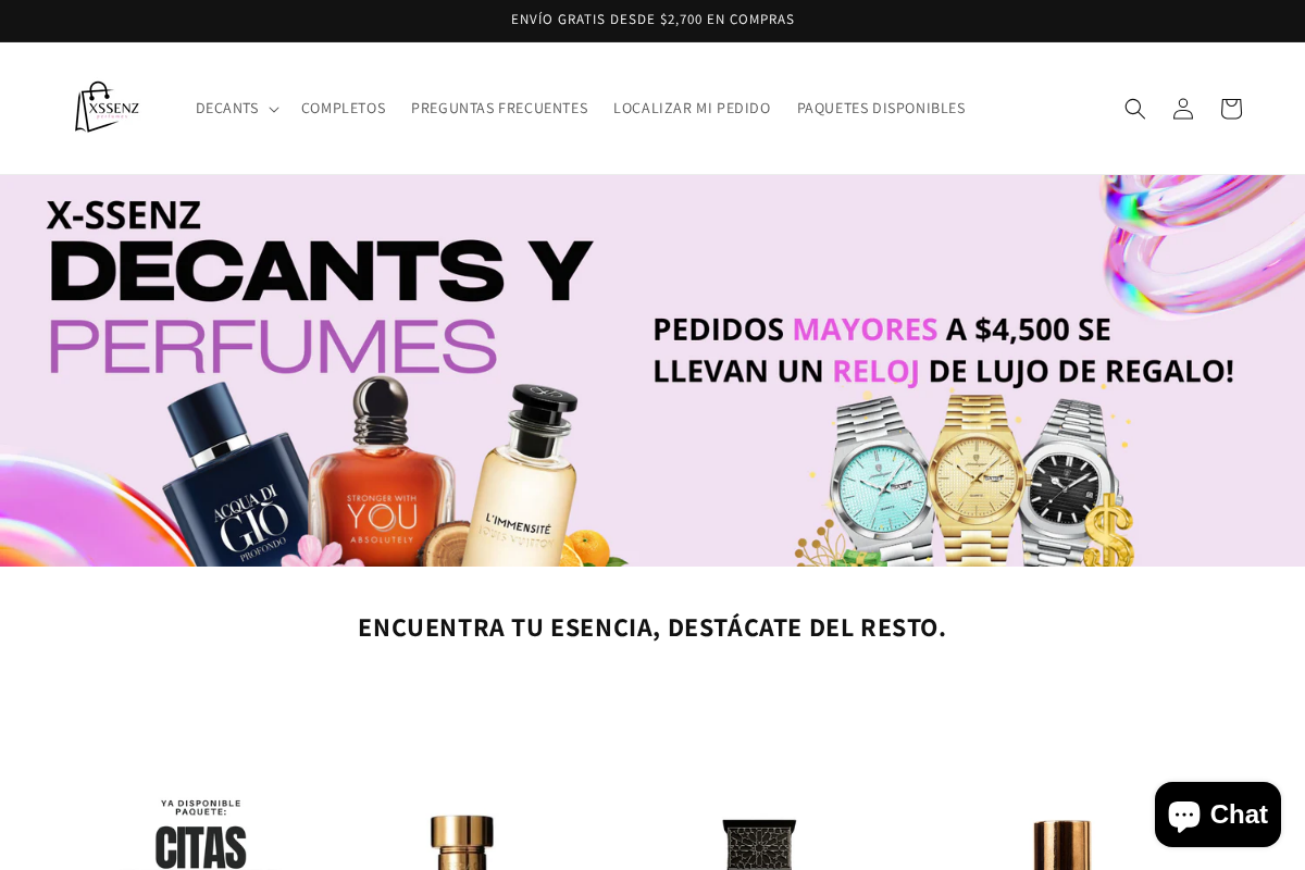 X-ssenz store homepage screenshot