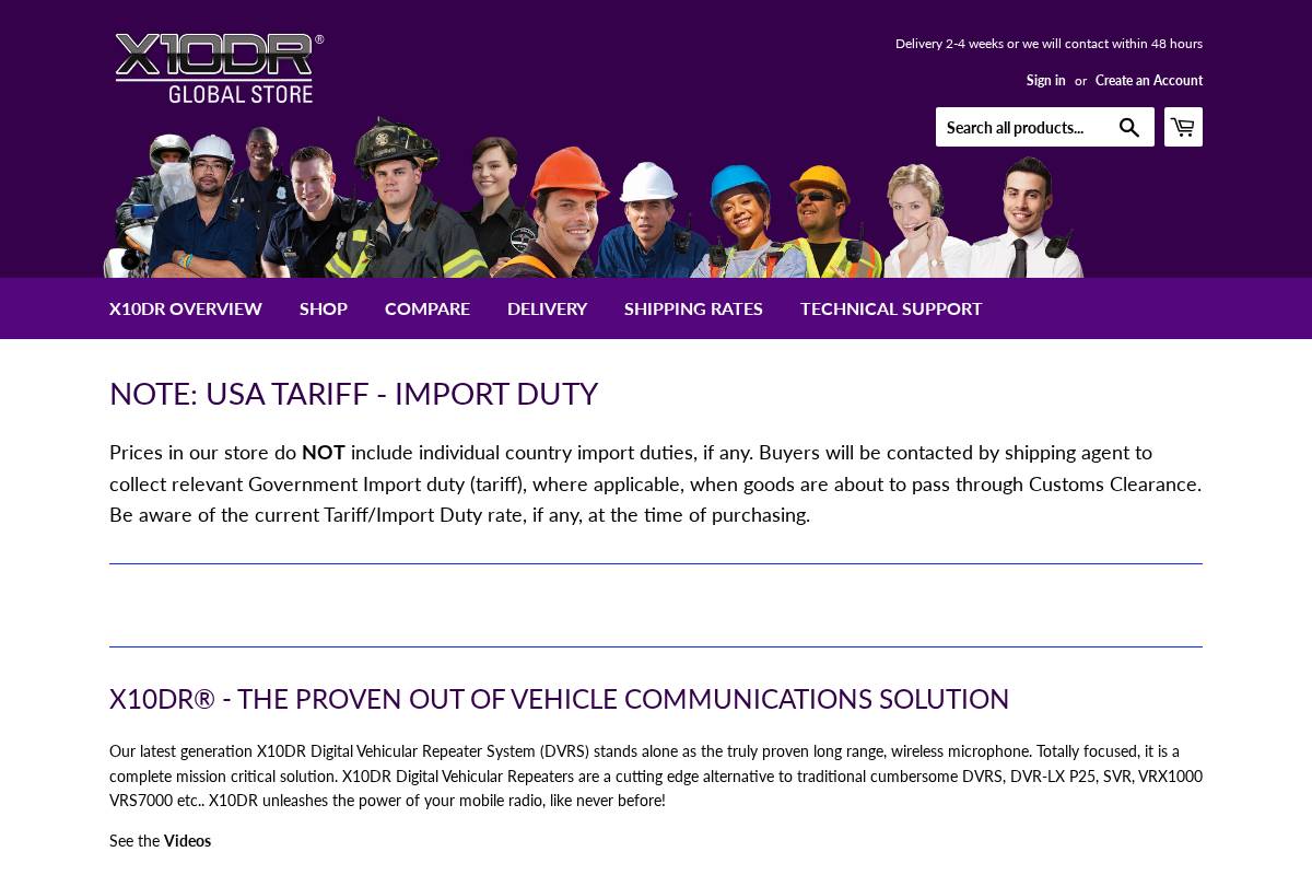 x10drglobalstore.com homepage screenshot