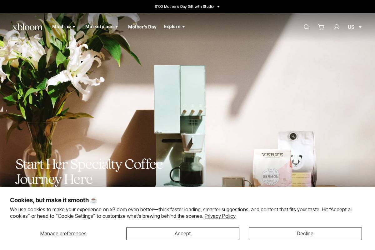 Xbloom homepage screenshot