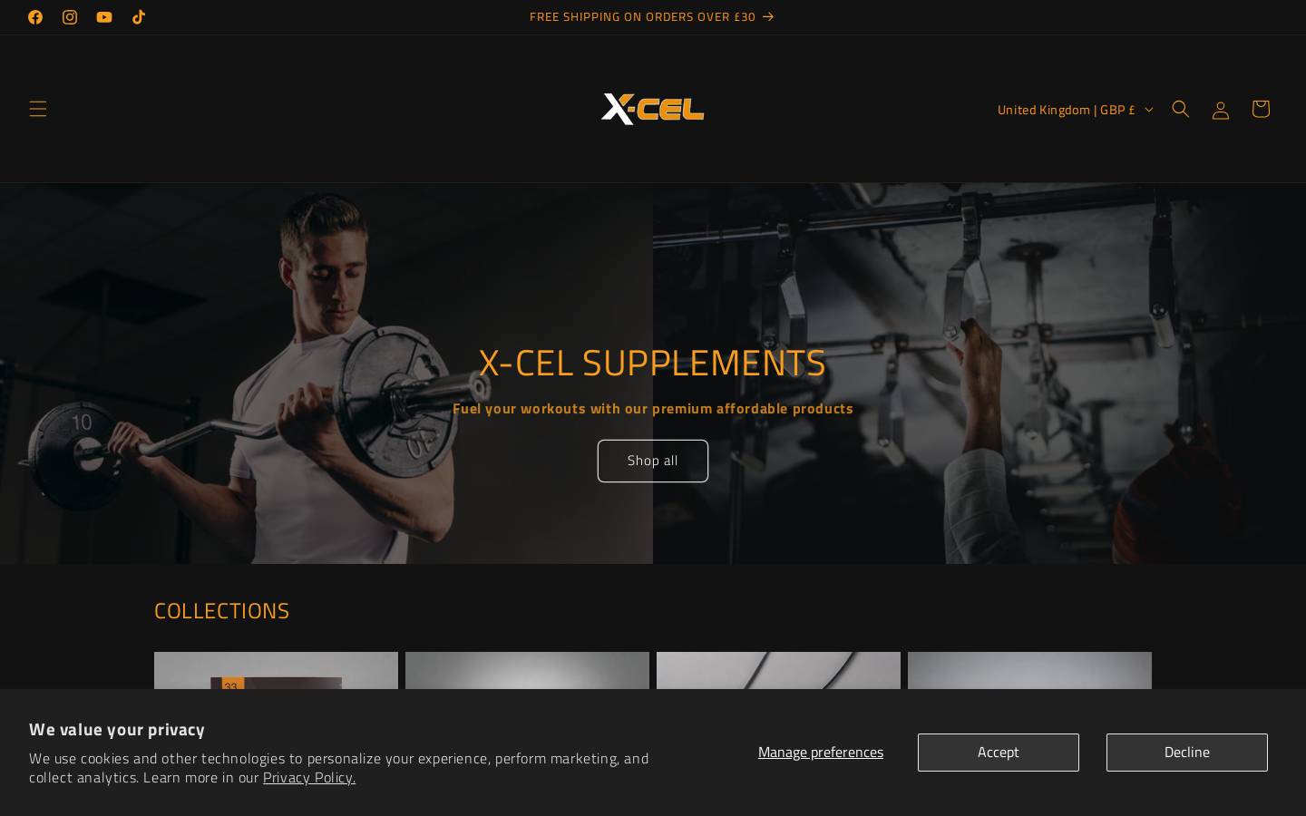 xcelfitness.co.uk homepage screenshot