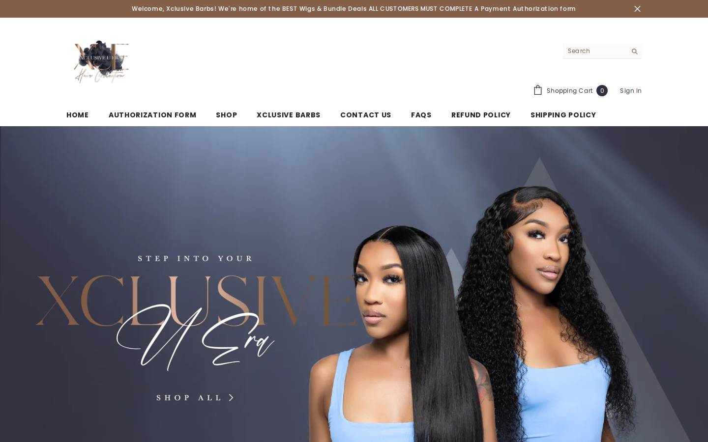 xclusiveuerahair.com homepage screenshot