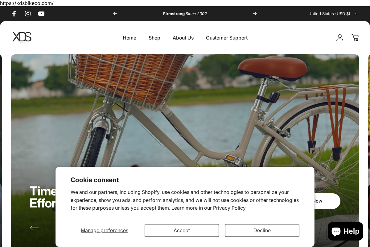 XDSBikeco.com homepage screenshot