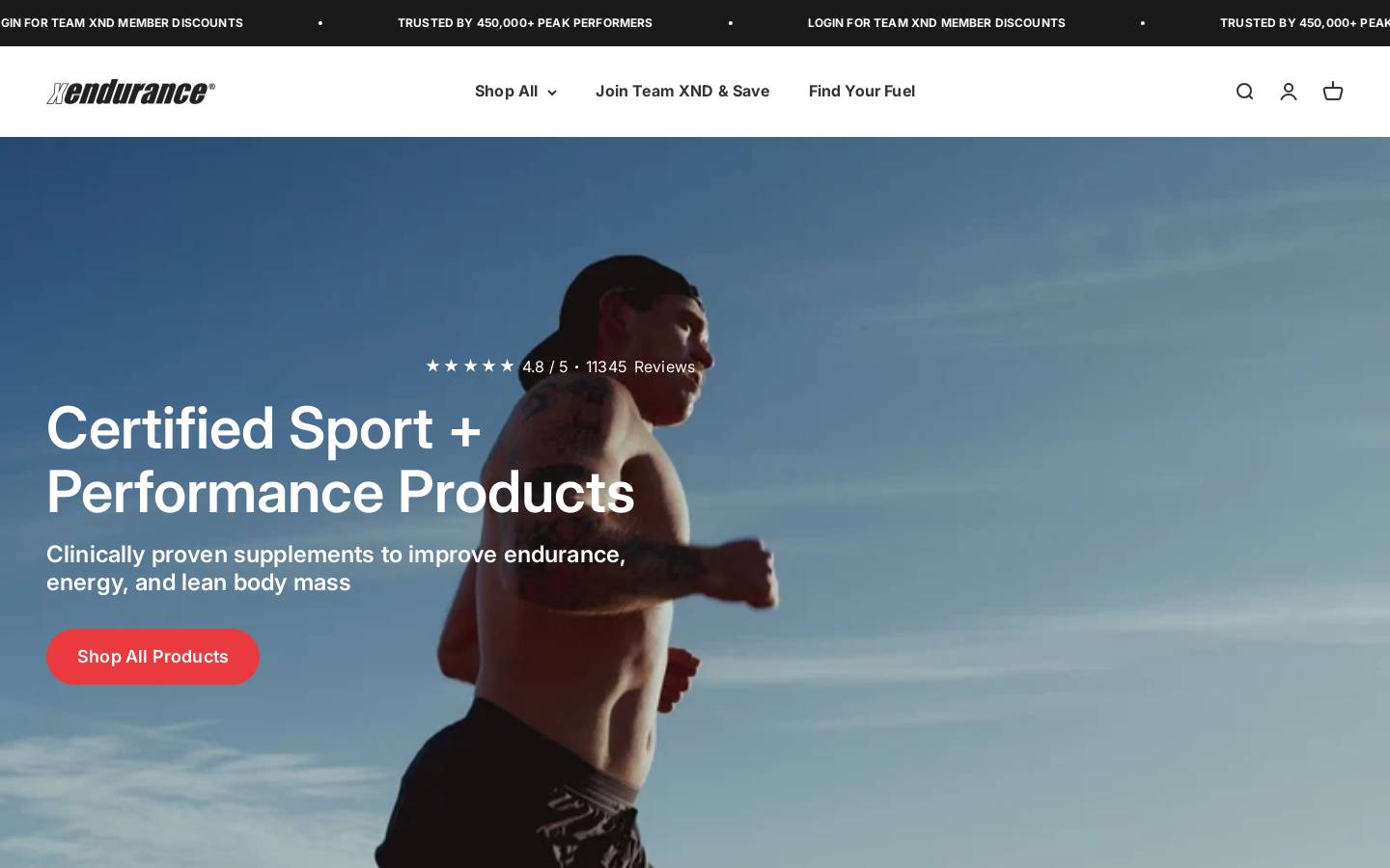 Xendurance homepage screenshot