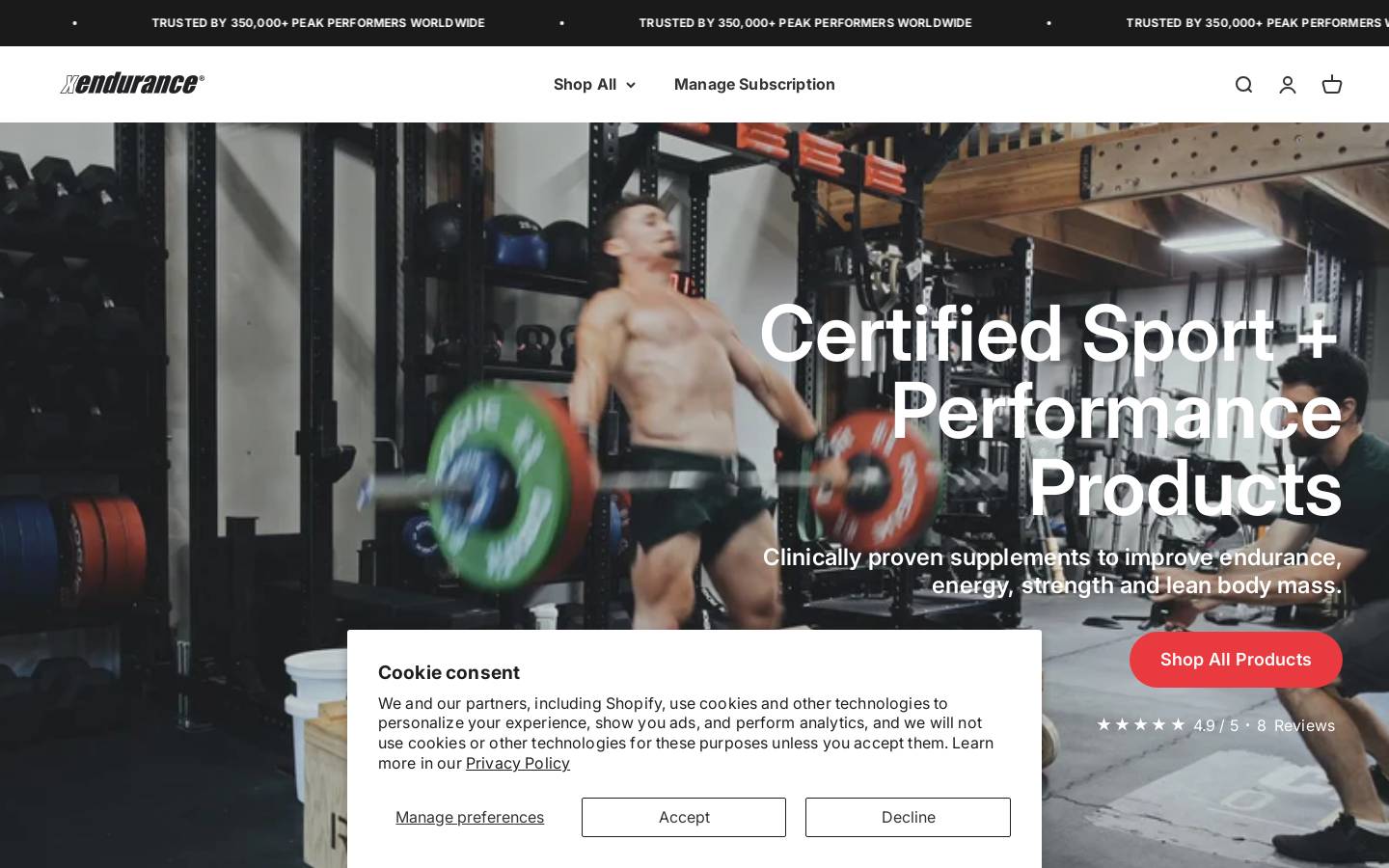 Xendurance homepage screenshot