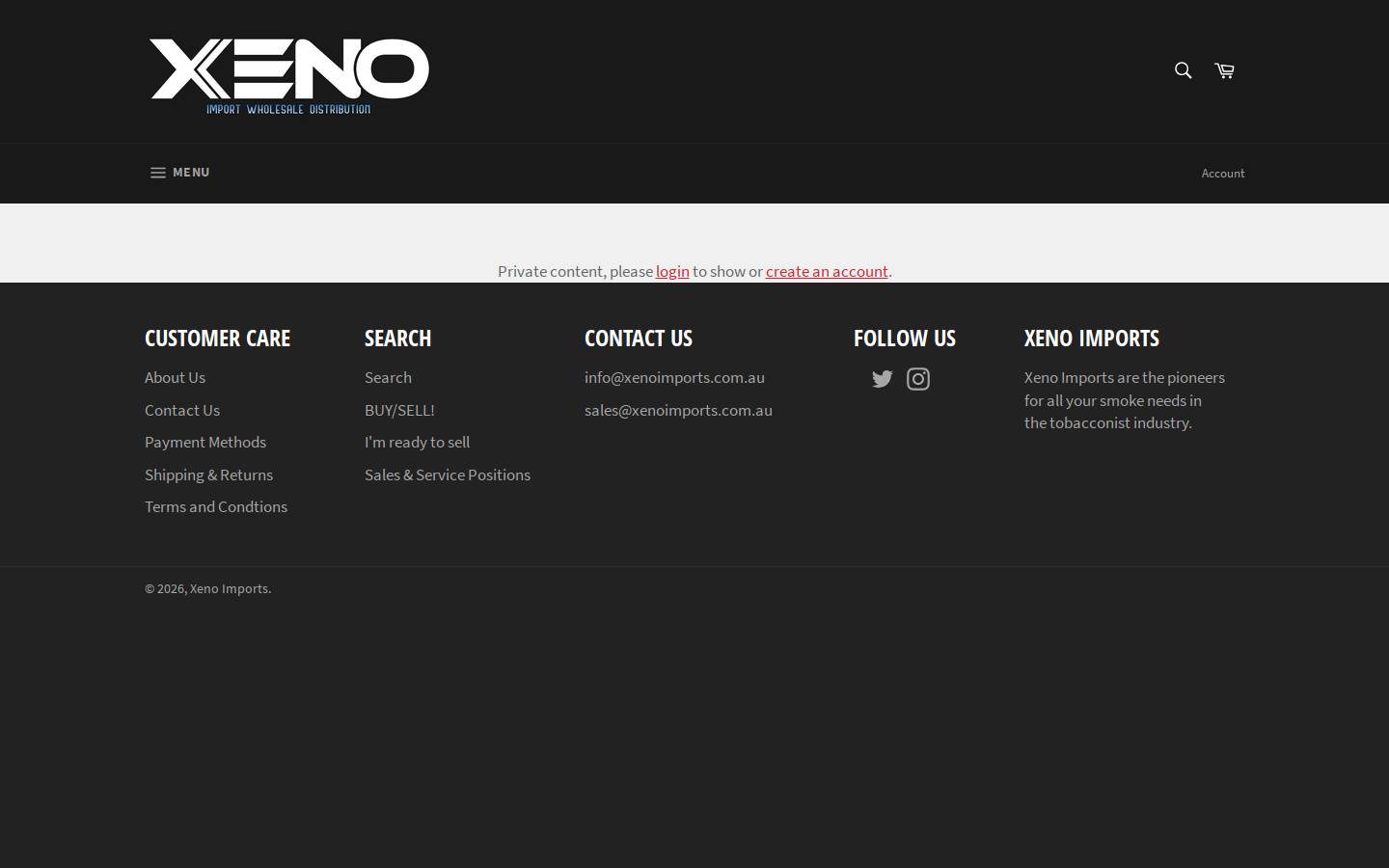 xenoimports.com.au homepage screenshot