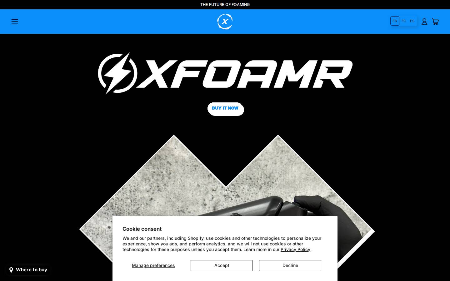 xfoamr.com homepage screenshot