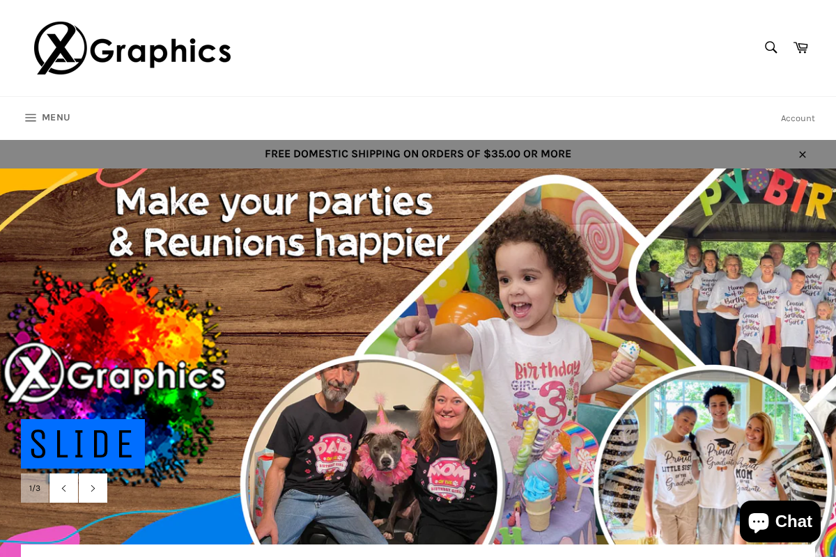 xgraphicsshirts.com homepage screenshot