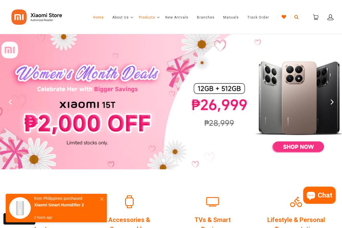 Authorized Xiaomi Store PH Online homepage screenshot