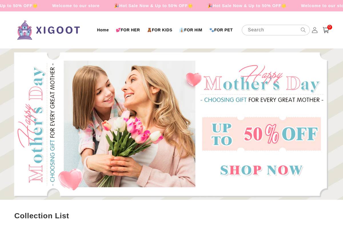 Xigoot homepage screenshot