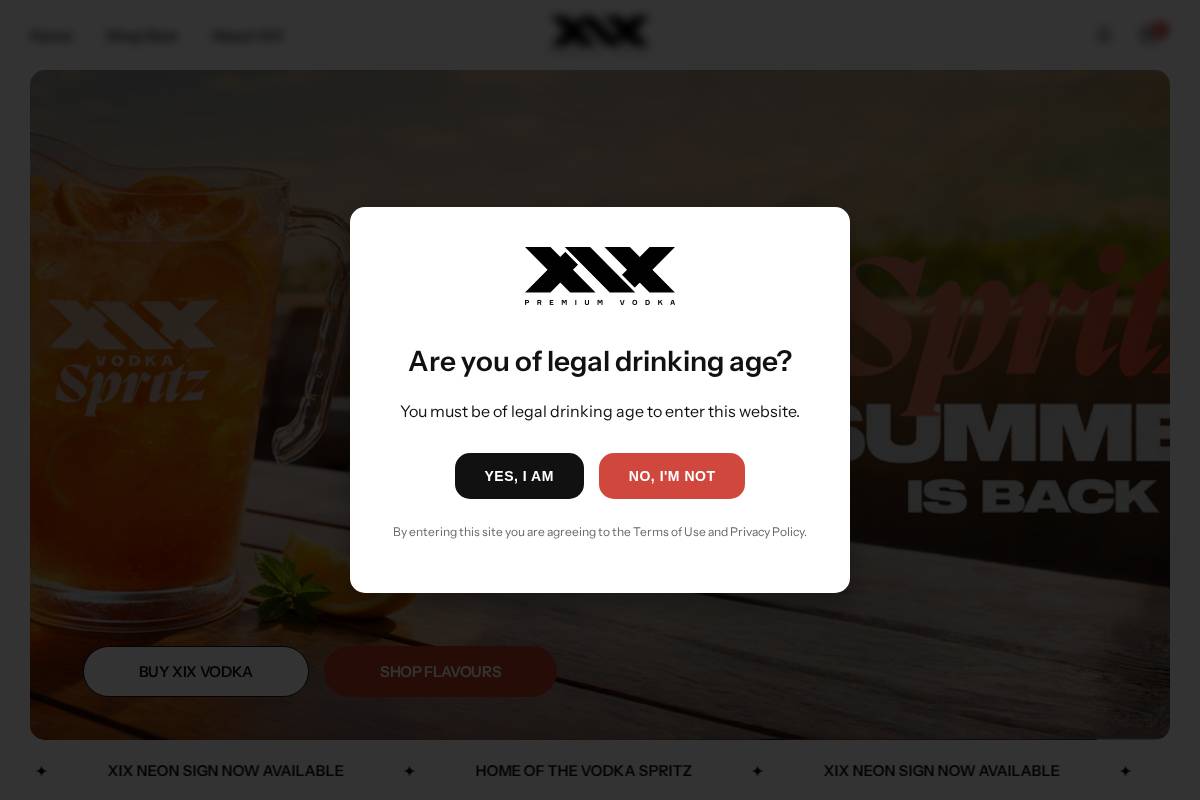 xixvodka.com homepage screenshot