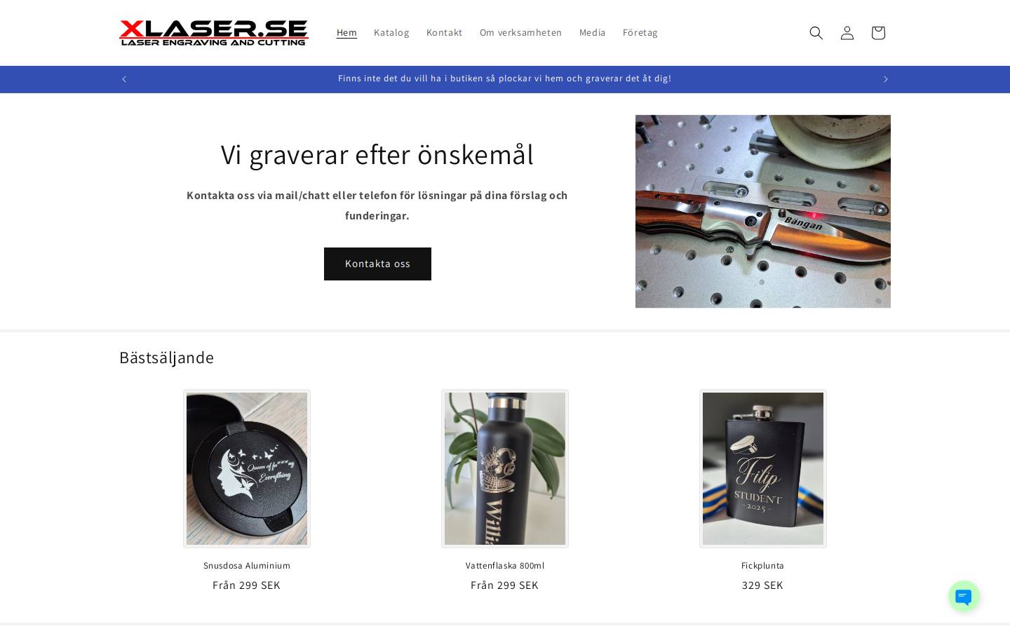 xlaser.se homepage screenshot
