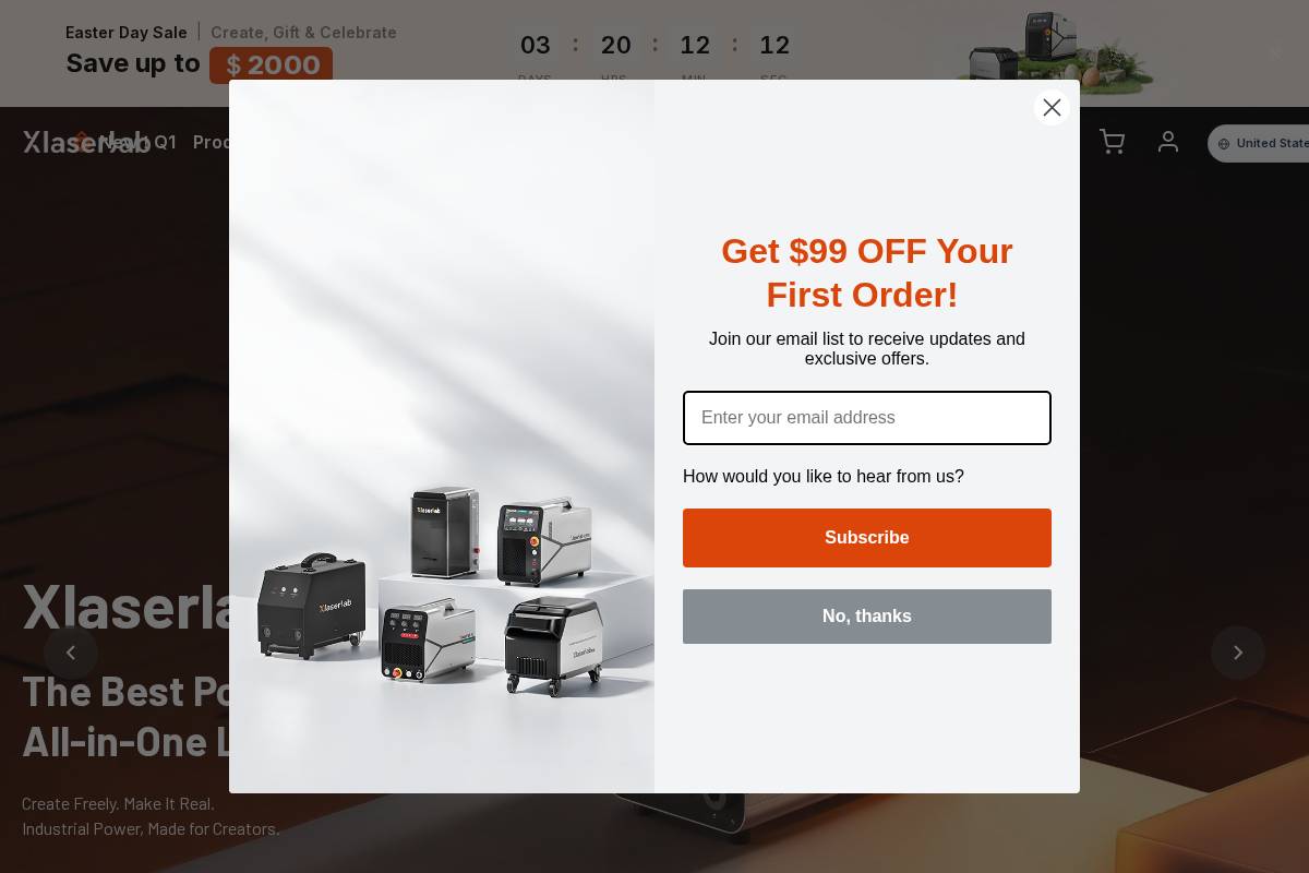 Xlaserlab homepage screenshot
