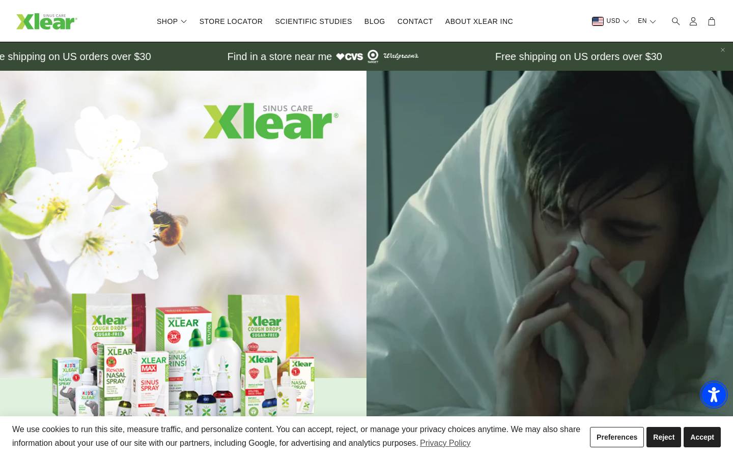Xlear homepage screenshot