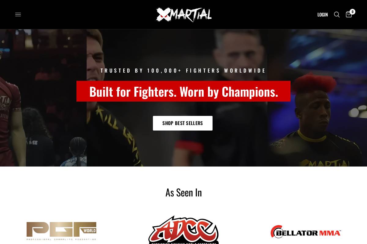 xmartial.com homepage screenshot