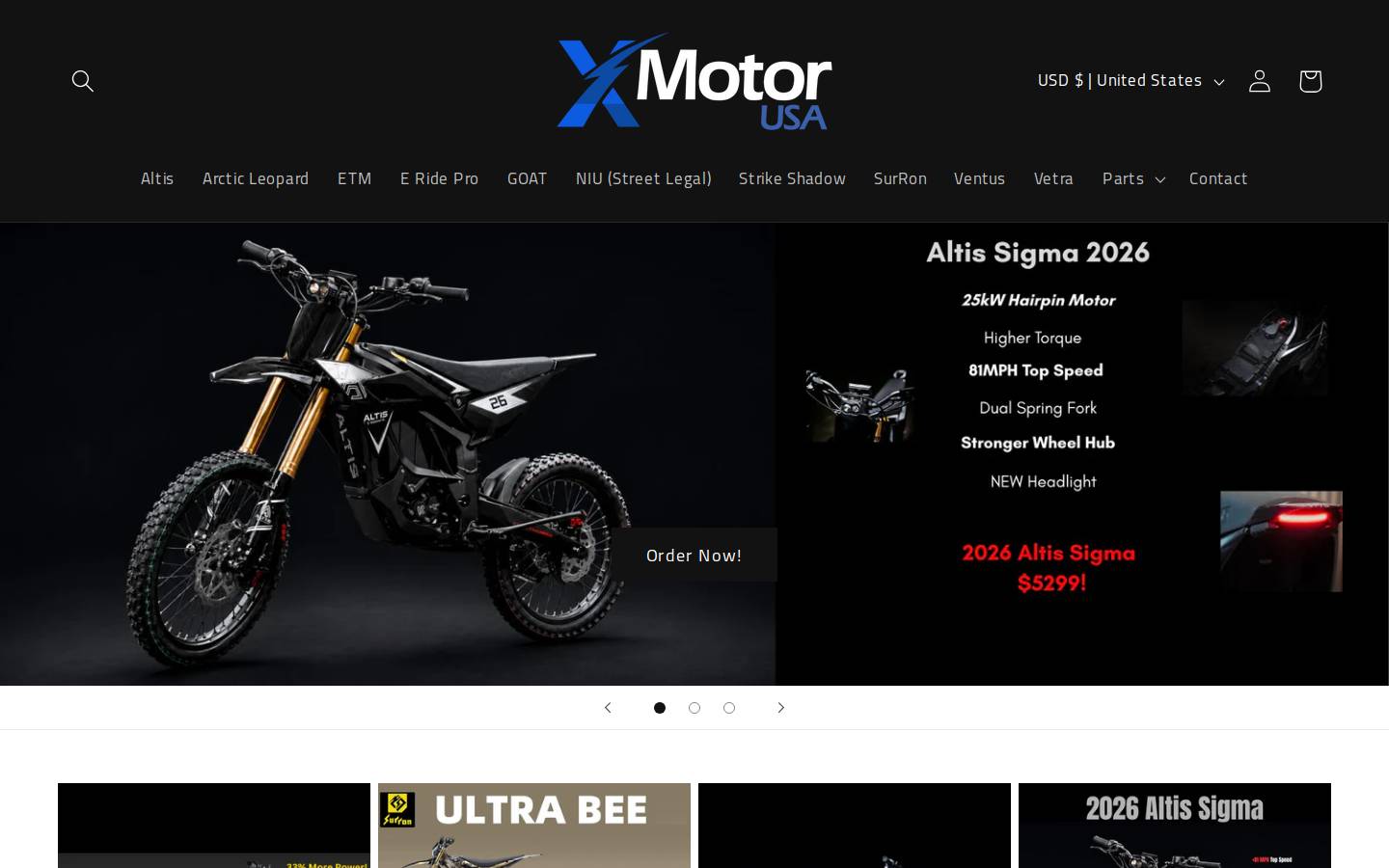 xmotorusa.com homepage screenshot