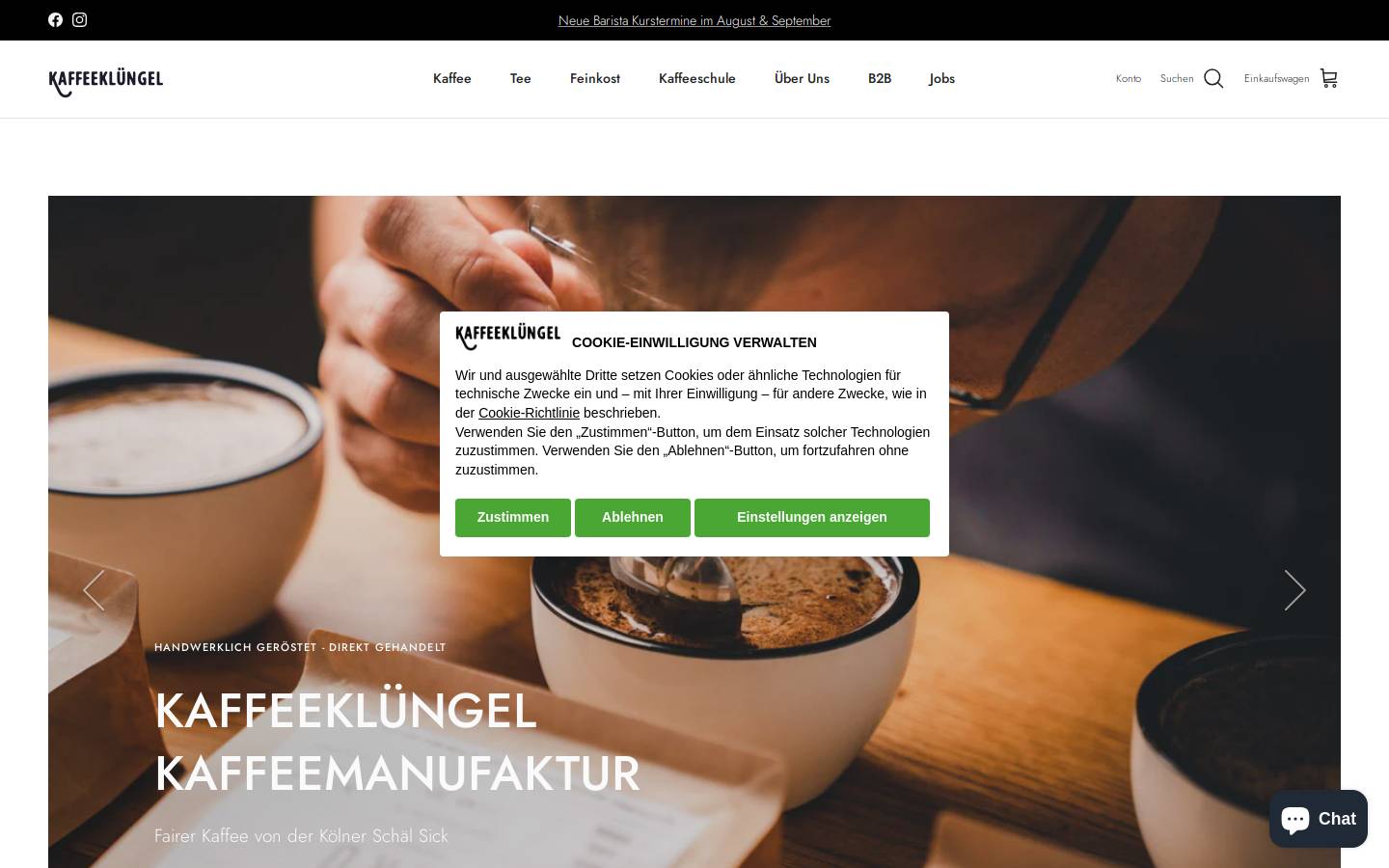xn--kaffeeklngel-klb.de homepage screenshot