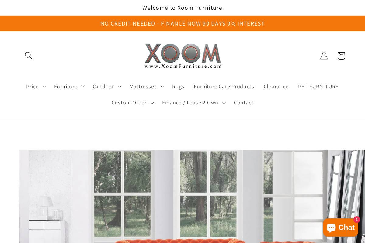 Xoom Furniture homepage screenshot