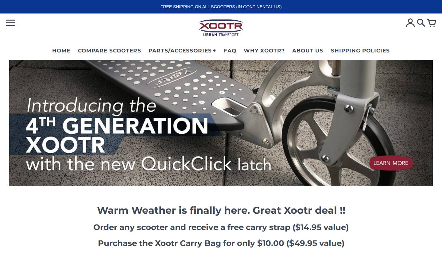 Xootr homepage screenshot