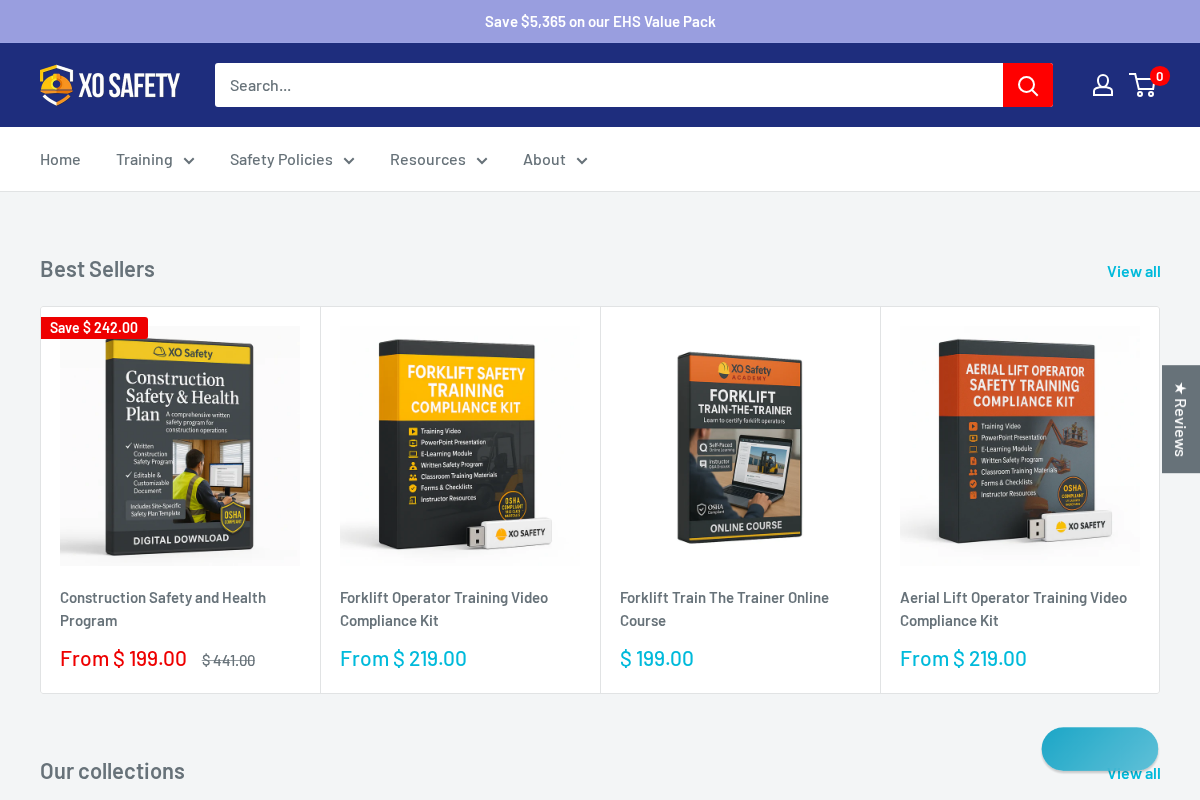 xosafety.com homepage screenshot