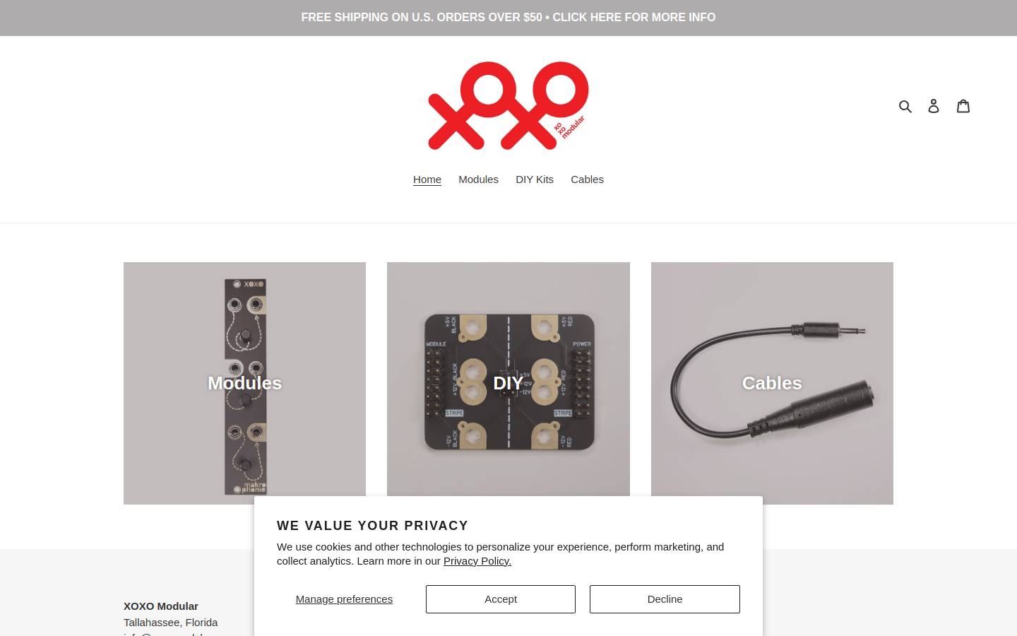 xoxomodular.com homepage screenshot