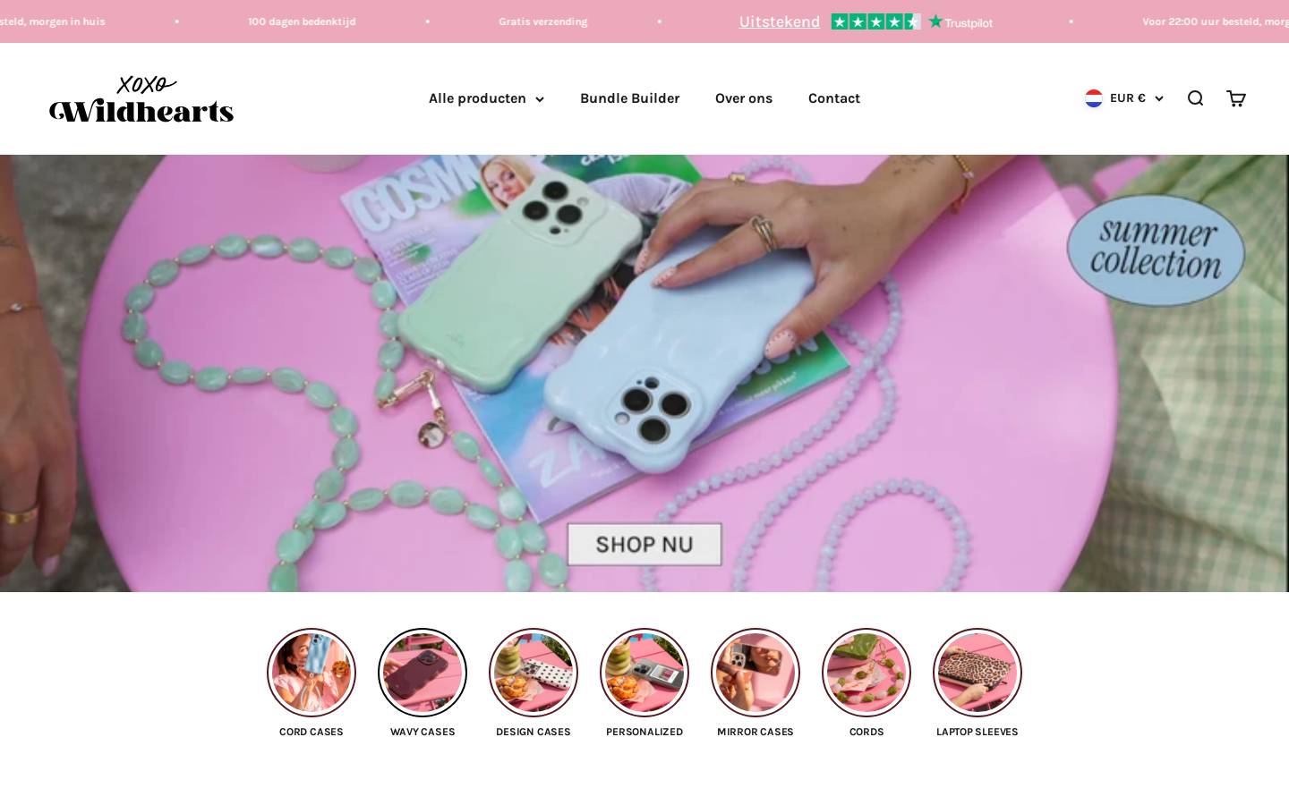 xoxo Wildhearts homepage screenshot