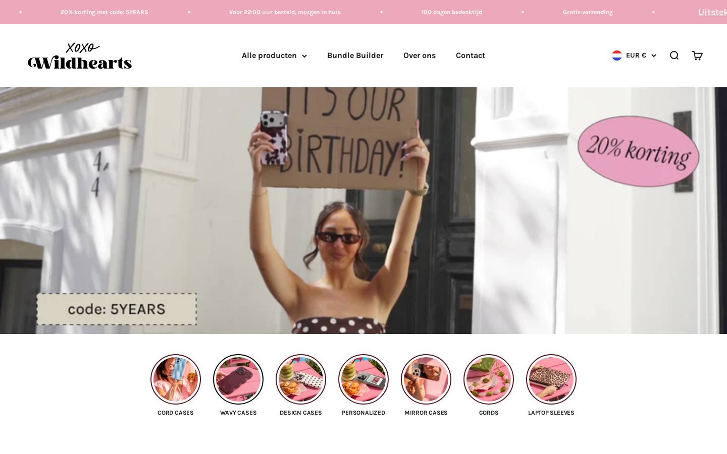 xoxo Wildhearts homepage screenshot