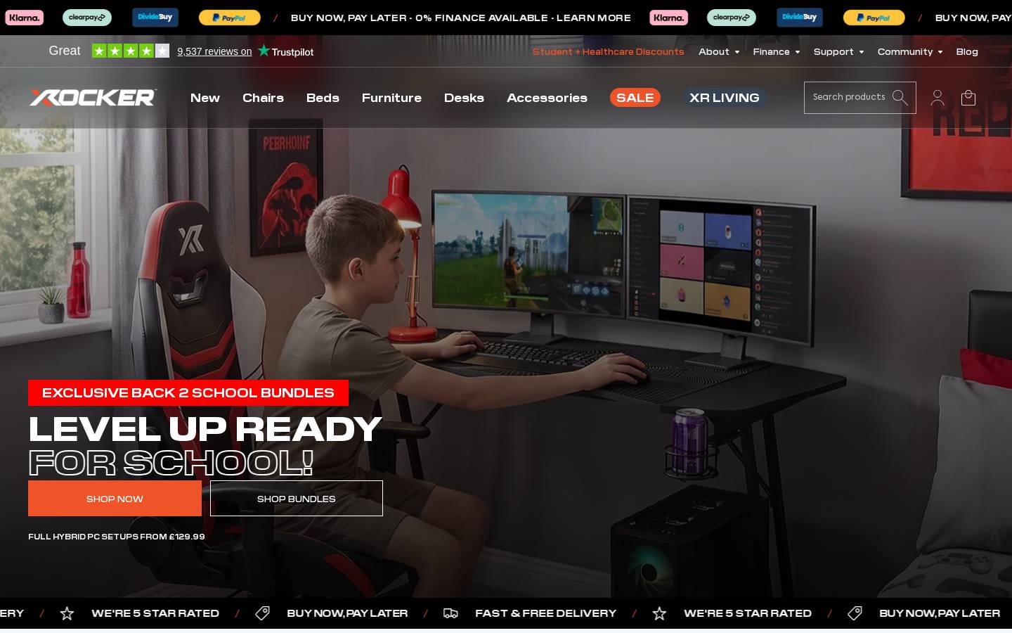 X Rocker UK homepage screenshot