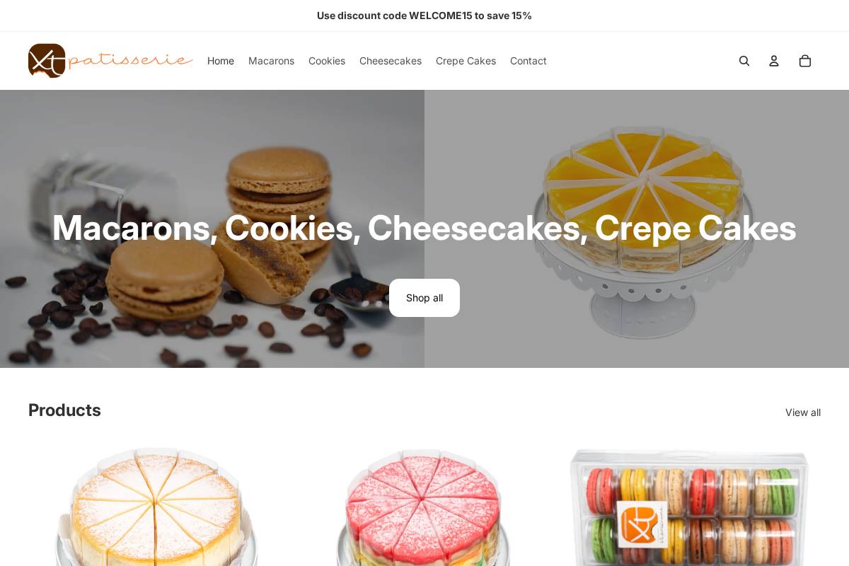 xtmacarons.com homepage screenshot