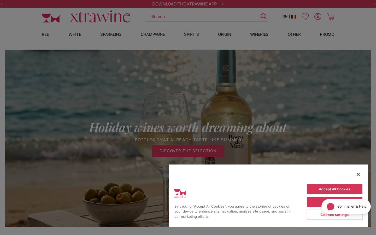 XtraWine homepage screenshot