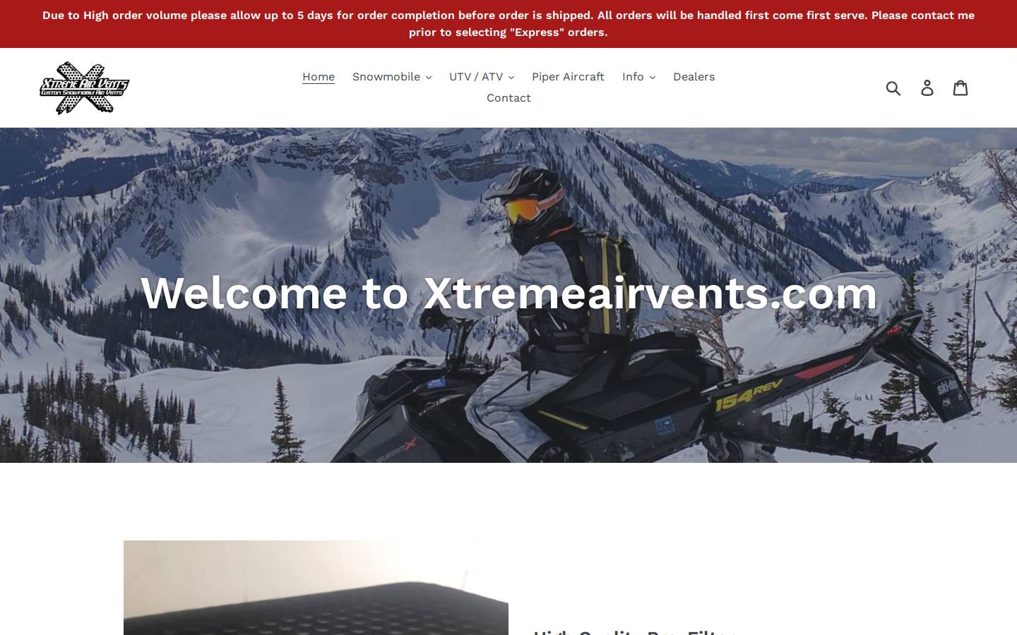 xtremeairvents.com homepage screenshot