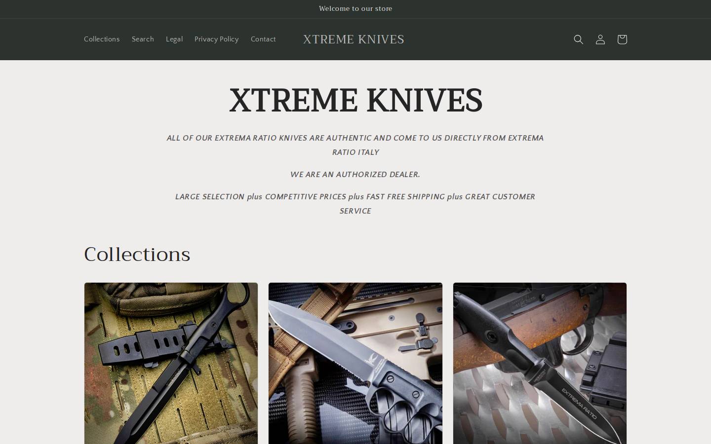 xtremeknives.com homepage screenshot