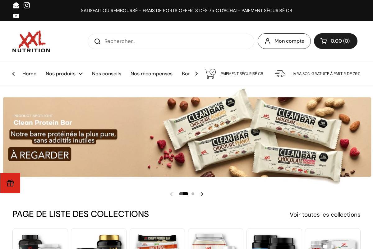 XXL Nutrition homepage screenshot