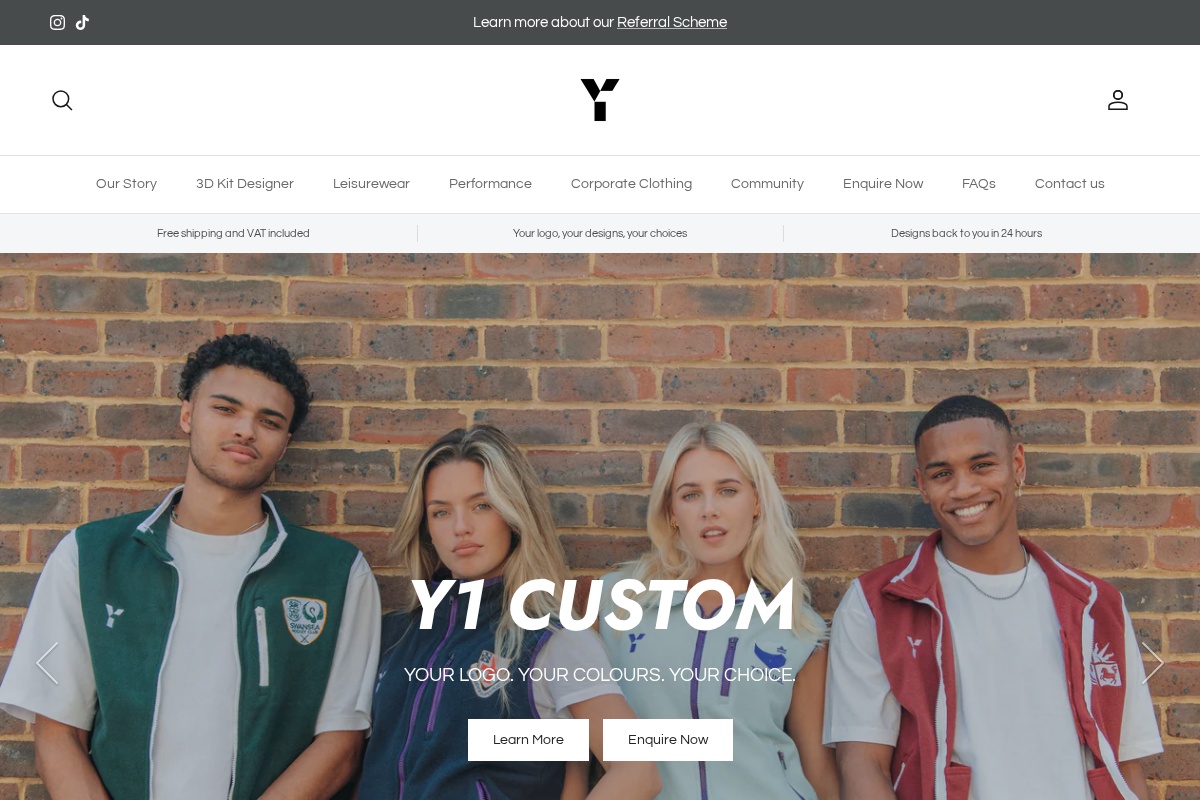Y1custom homepage screenshot