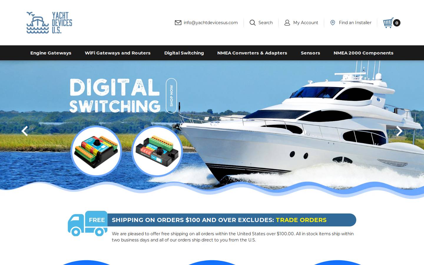 yacht-devices.com homepage screenshot