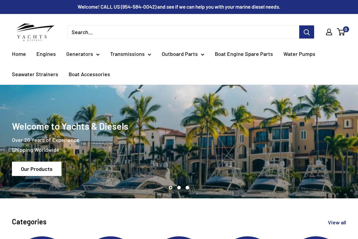 yachtsanddiesels.com homepage screenshot