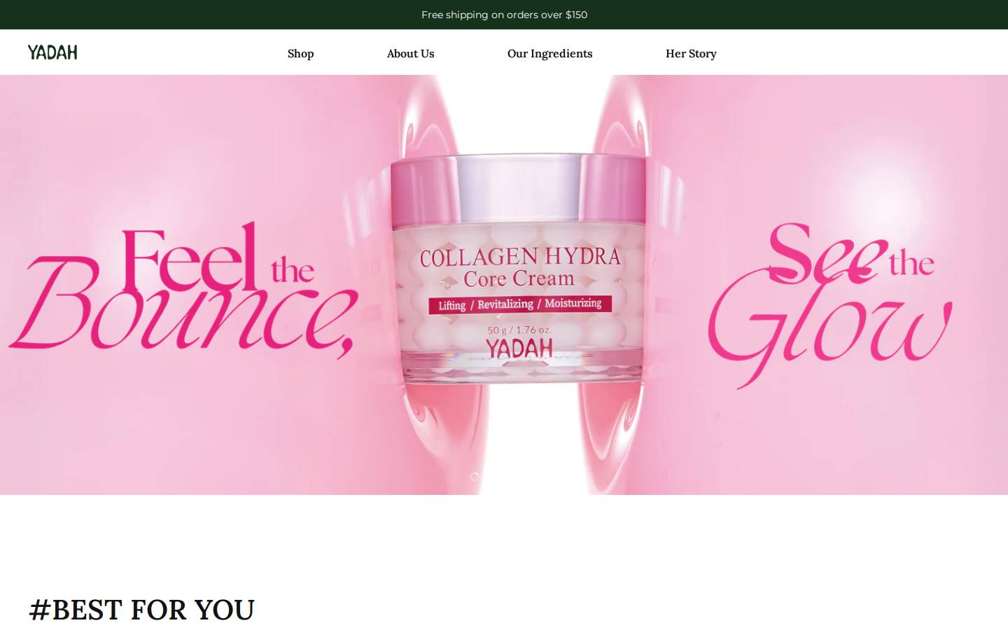 yadahcosmetics.com homepage screenshot