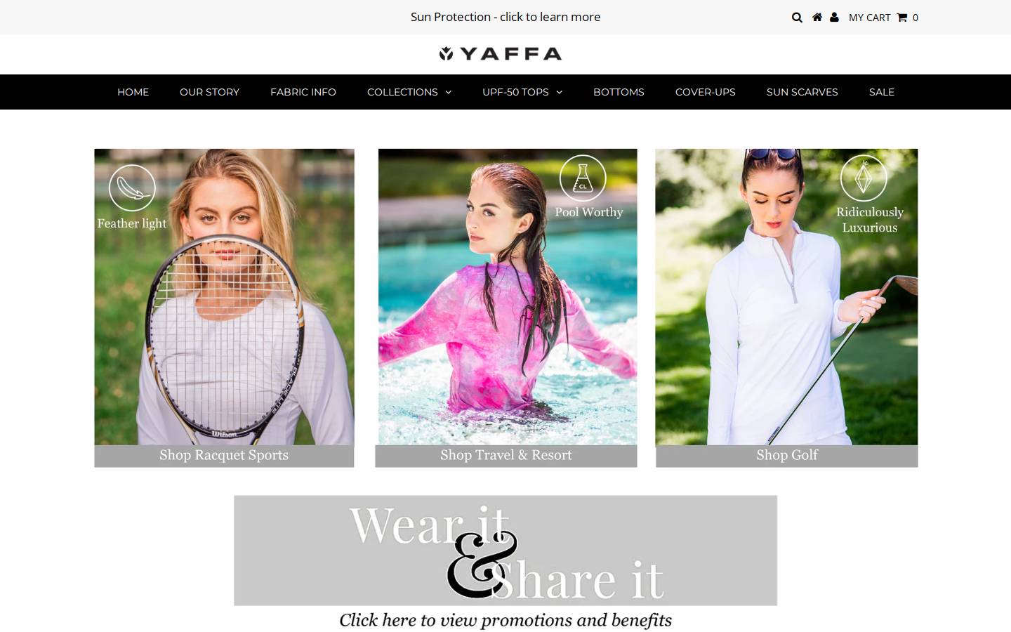 yaffaactivewear.com homepage screenshot