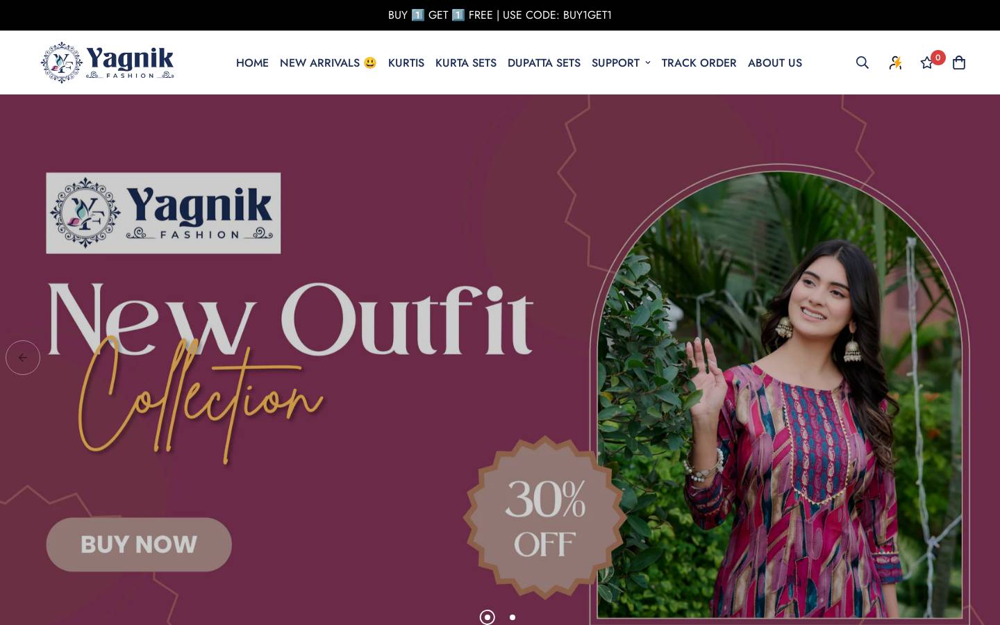 yagnikfashion.com homepage screenshot