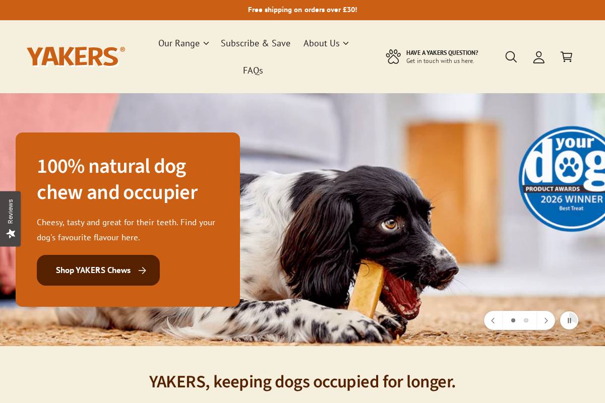 yakers.co.uk homepage screenshot