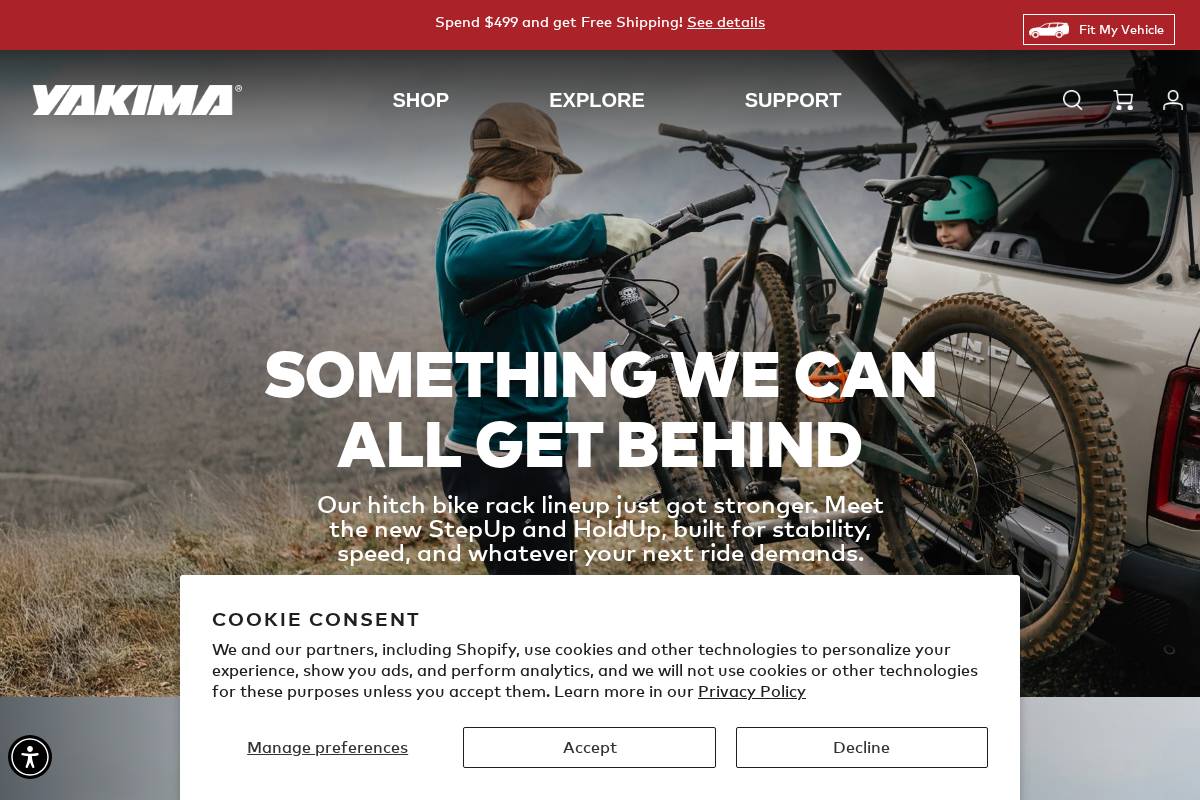 Yakima Racks homepage screenshot