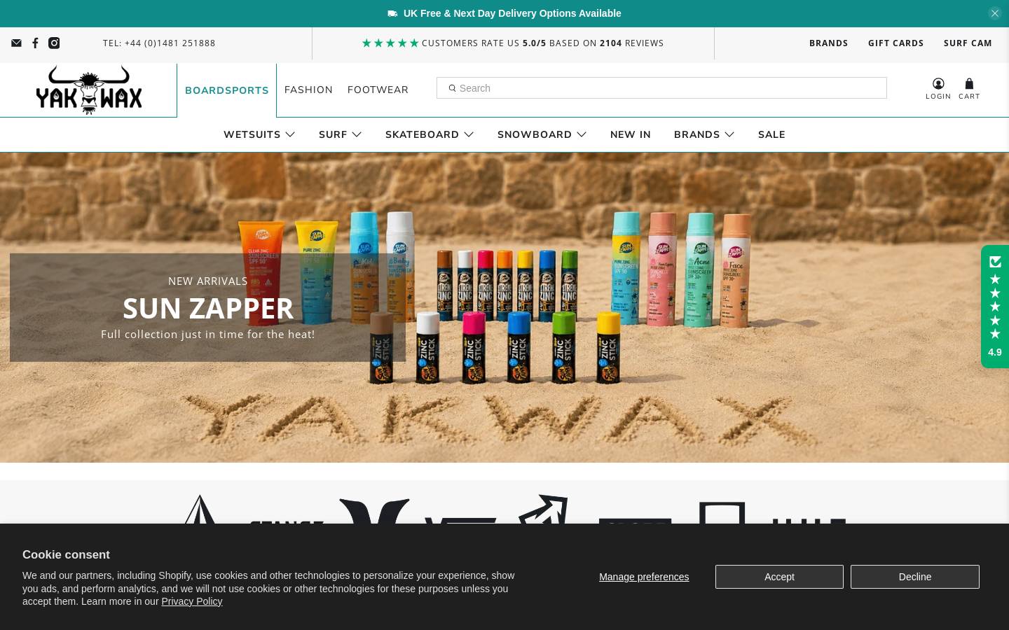 Yakwax homepage screenshot