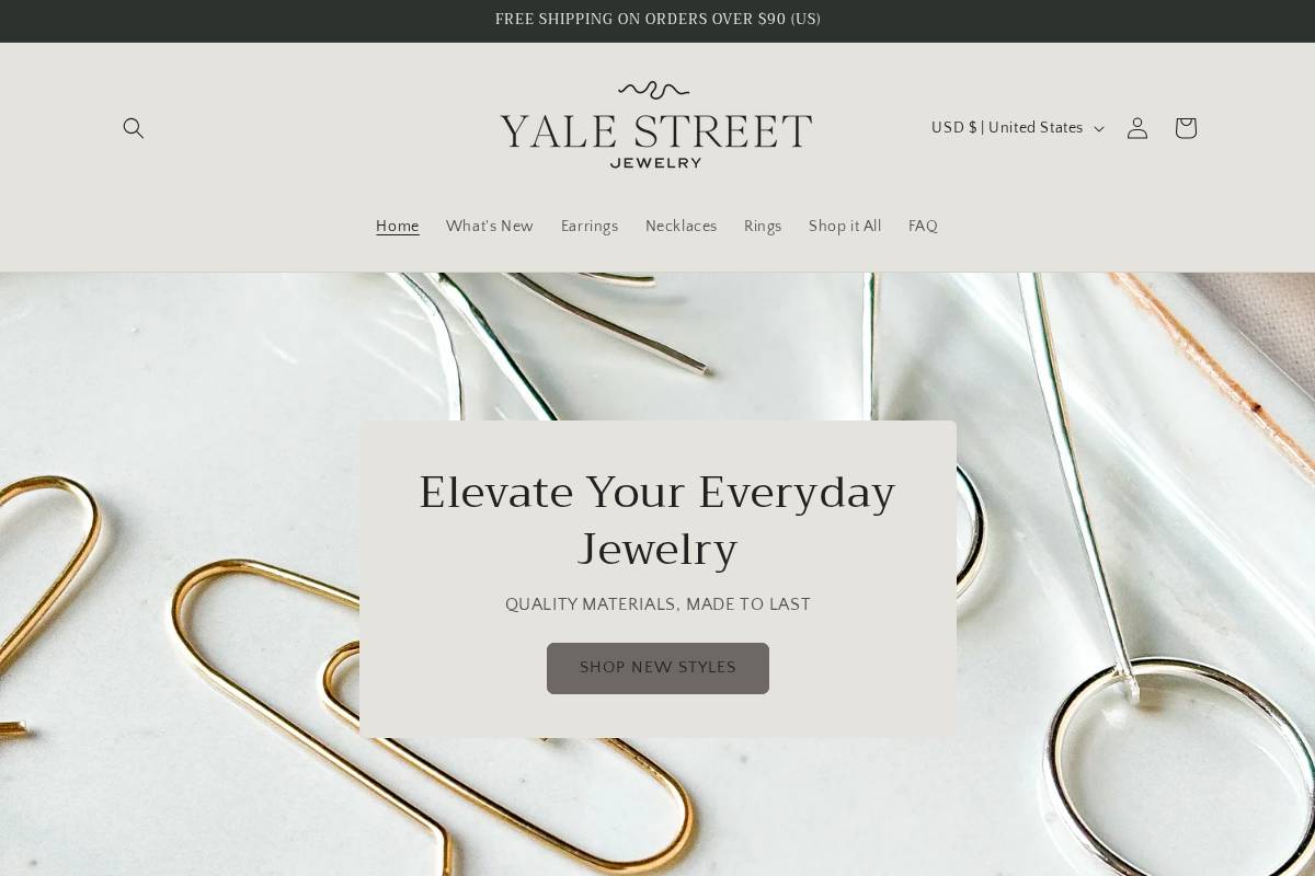 yalestreetjewelry.com homepage screenshot